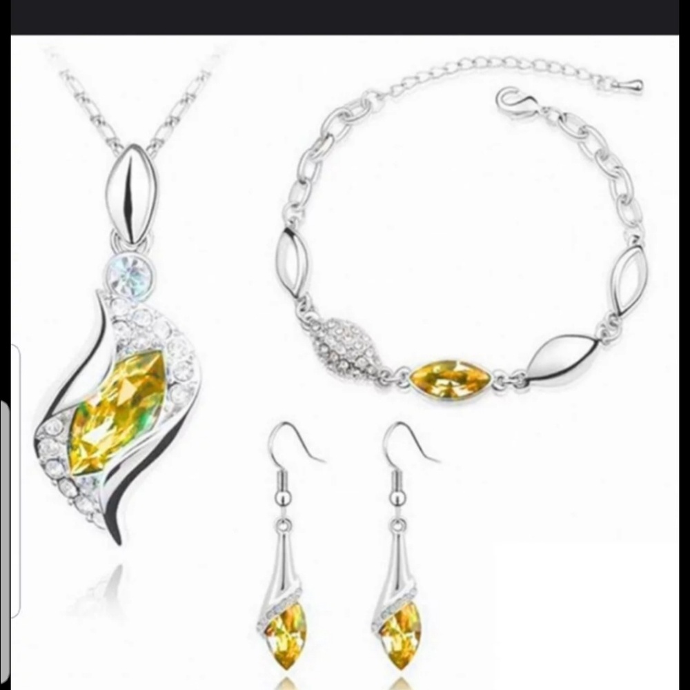 Yellow stone necklace set